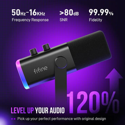 FIFINE AM8 RGB Gaming Mic | USB/XLR