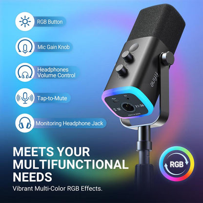 FIFINE AM8 RGB Gaming Mic | USB/XLR