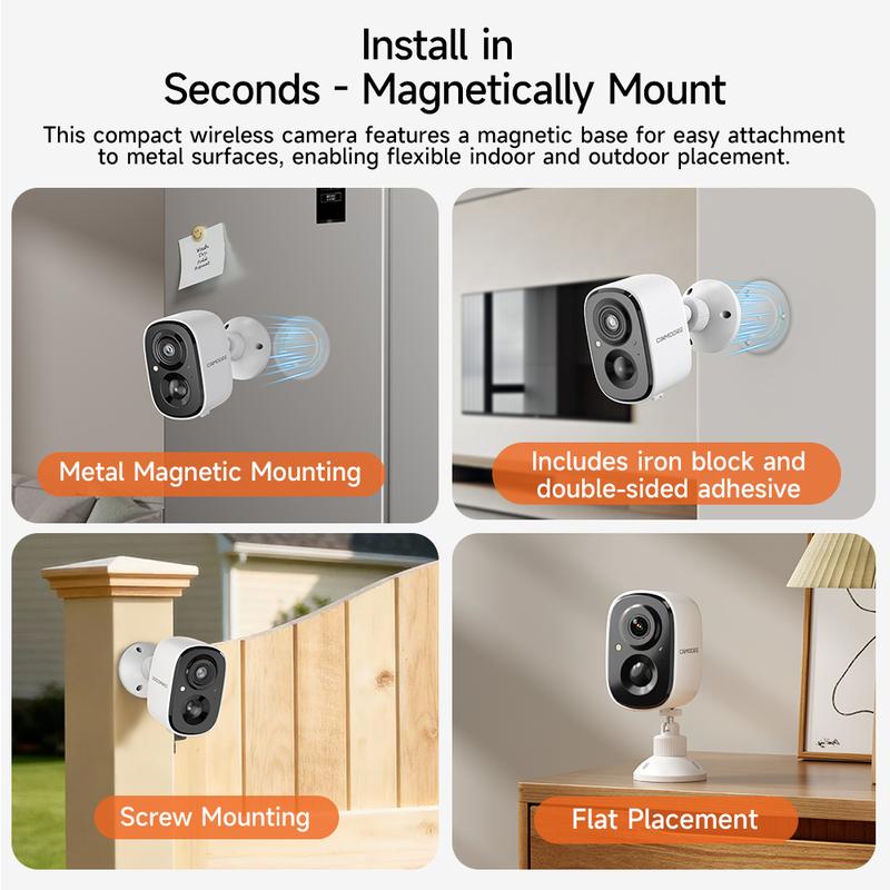 2026 Big Sale 🔥 2.5K Magnetic Wireless Security Camera | Indoor & Outdoor | Night Vision