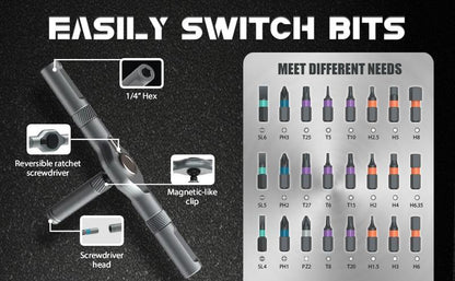 SEESE 24-in-1 Magnetic Ratchet Screwdriver Set – Detachable Handle Repair Tool