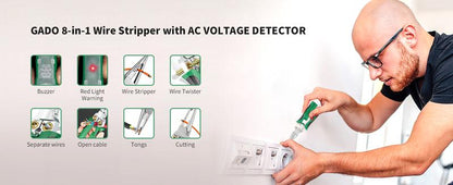 SEESE 8-in-1 Wire Stripper Twister – Live Wire Detection with Audible & LED Alarms