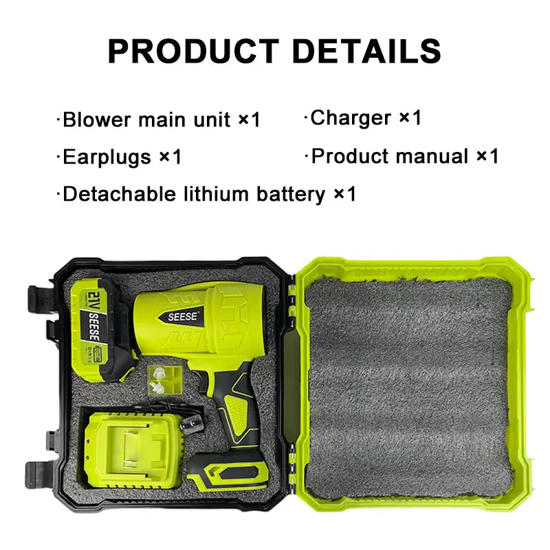 SEESE Turbo Jet Blower - Cordless, Handheld, Powerful for Car, Garden & Home