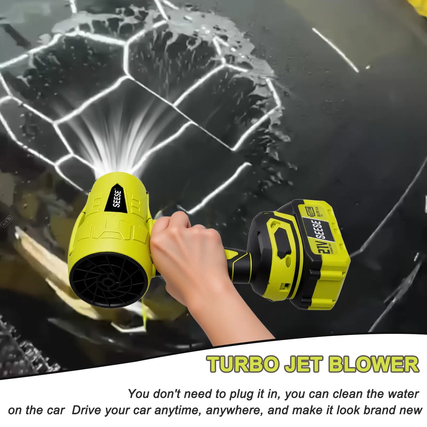 SEESE Turbo Jet Blower - Cordless, Handheld, Powerful for Car, Garden & Home